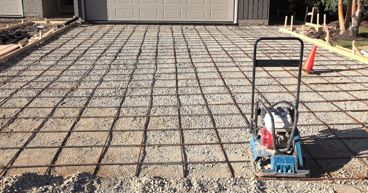 concrete driveway installation using rebar